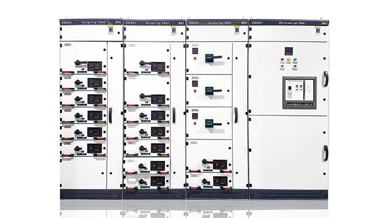 mns withdrawable low voltage switchgear front view multiple cabinet lineup with drawer units